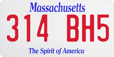 MA license plate 314BH5
