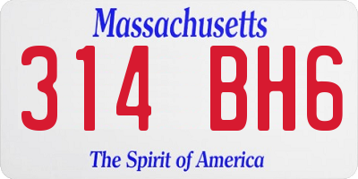 MA license plate 314BH6