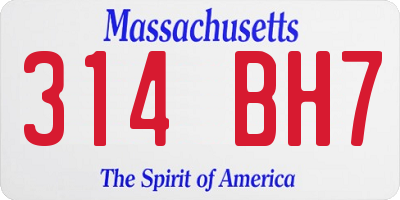 MA license plate 314BH7