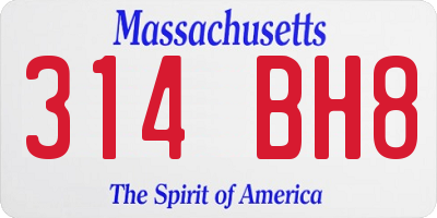 MA license plate 314BH8