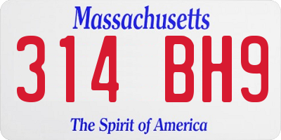 MA license plate 314BH9