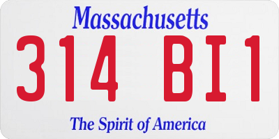 MA license plate 314BI1