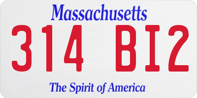 MA license plate 314BI2