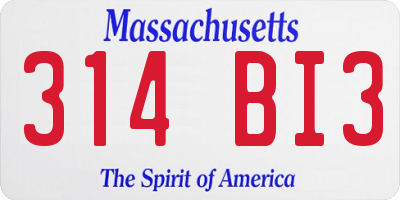 MA license plate 314BI3