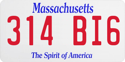 MA license plate 314BI6