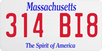 MA license plate 314BI8