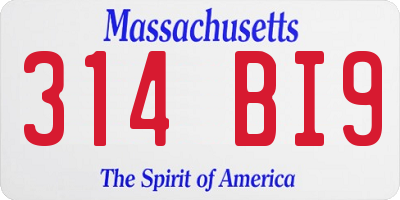 MA license plate 314BI9