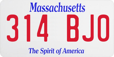 MA license plate 314BJ0