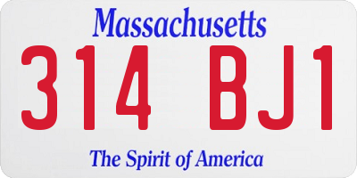 MA license plate 314BJ1