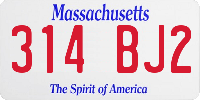 MA license plate 314BJ2
