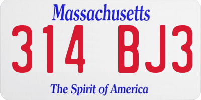 MA license plate 314BJ3