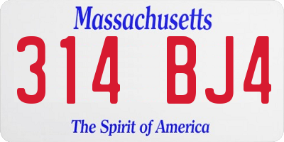 MA license plate 314BJ4