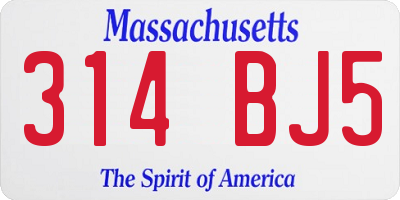 MA license plate 314BJ5