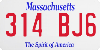 MA license plate 314BJ6