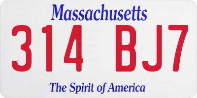MA license plate 314BJ7
