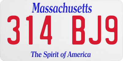 MA license plate 314BJ9