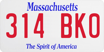 MA license plate 314BK0