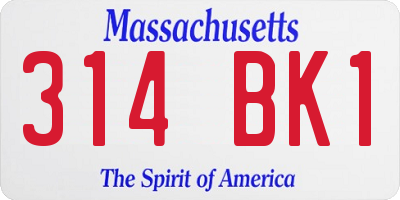 MA license plate 314BK1