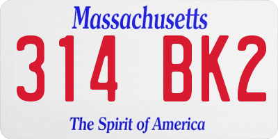 MA license plate 314BK2