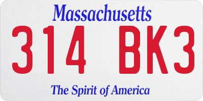 MA license plate 314BK3
