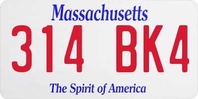 MA license plate 314BK4