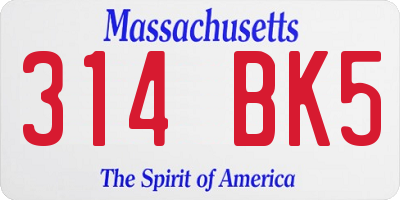 MA license plate 314BK5