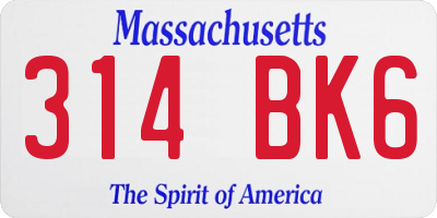 MA license plate 314BK6