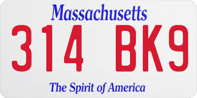 MA license plate 314BK9