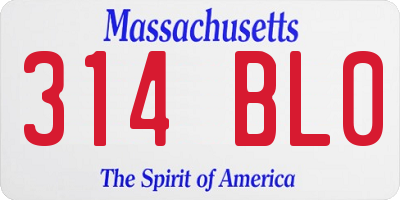 MA license plate 314BL0