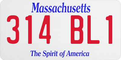MA license plate 314BL1