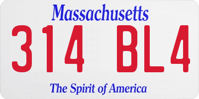MA license plate 314BL4