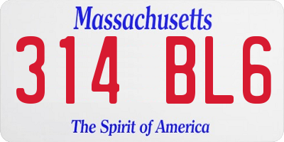 MA license plate 314BL6