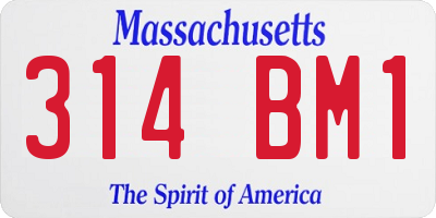 MA license plate 314BM1