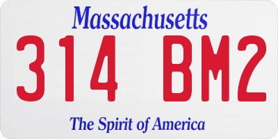 MA license plate 314BM2