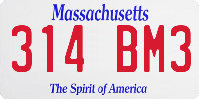 MA license plate 314BM3