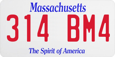 MA license plate 314BM4