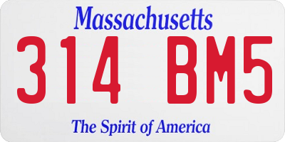 MA license plate 314BM5