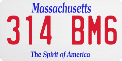 MA license plate 314BM6