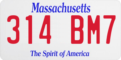 MA license plate 314BM7