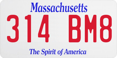 MA license plate 314BM8