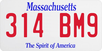 MA license plate 314BM9