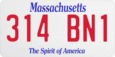 MA license plate 314BN1