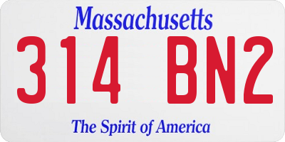 MA license plate 314BN2