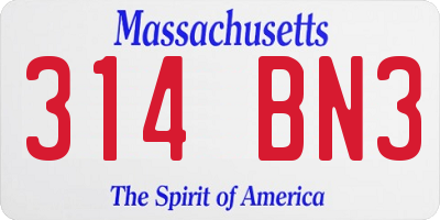 MA license plate 314BN3
