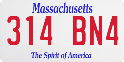 MA license plate 314BN4