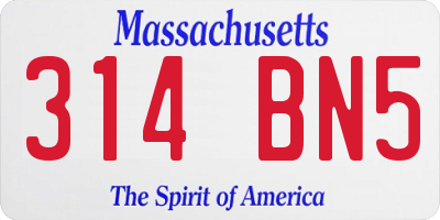 MA license plate 314BN5