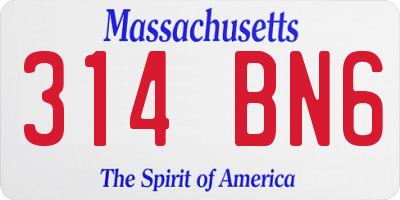 MA license plate 314BN6