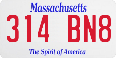 MA license plate 314BN8