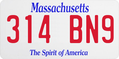 MA license plate 314BN9