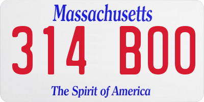 MA license plate 314BO0